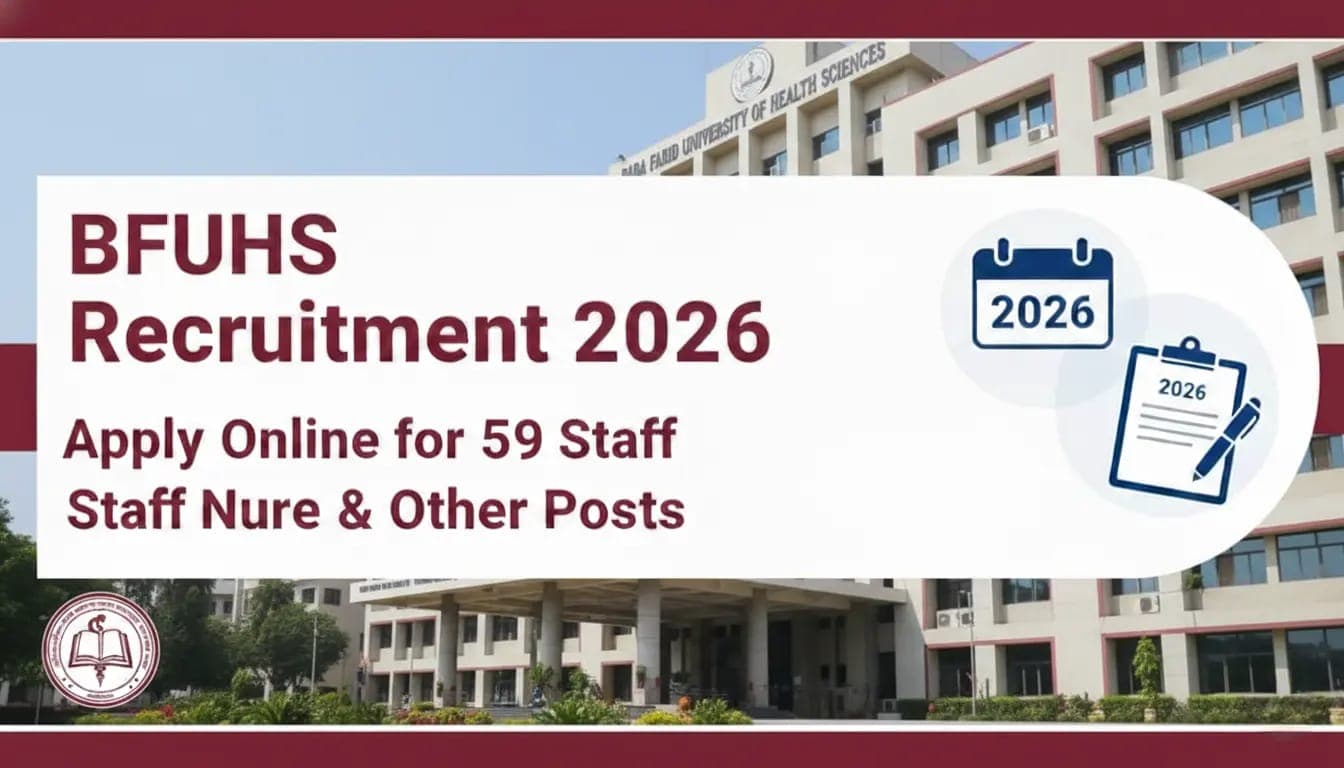 BFUHS Recruitment 2026: Apply Online for 59 Staff Nurse & Other Posts